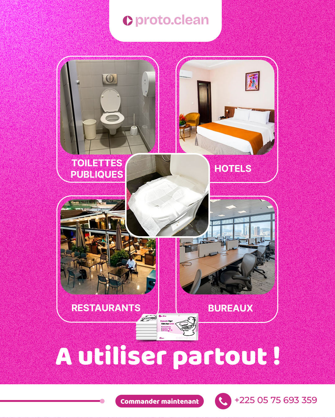 ProtoClean protection cuvette WC biodégradable paiement à la livraison