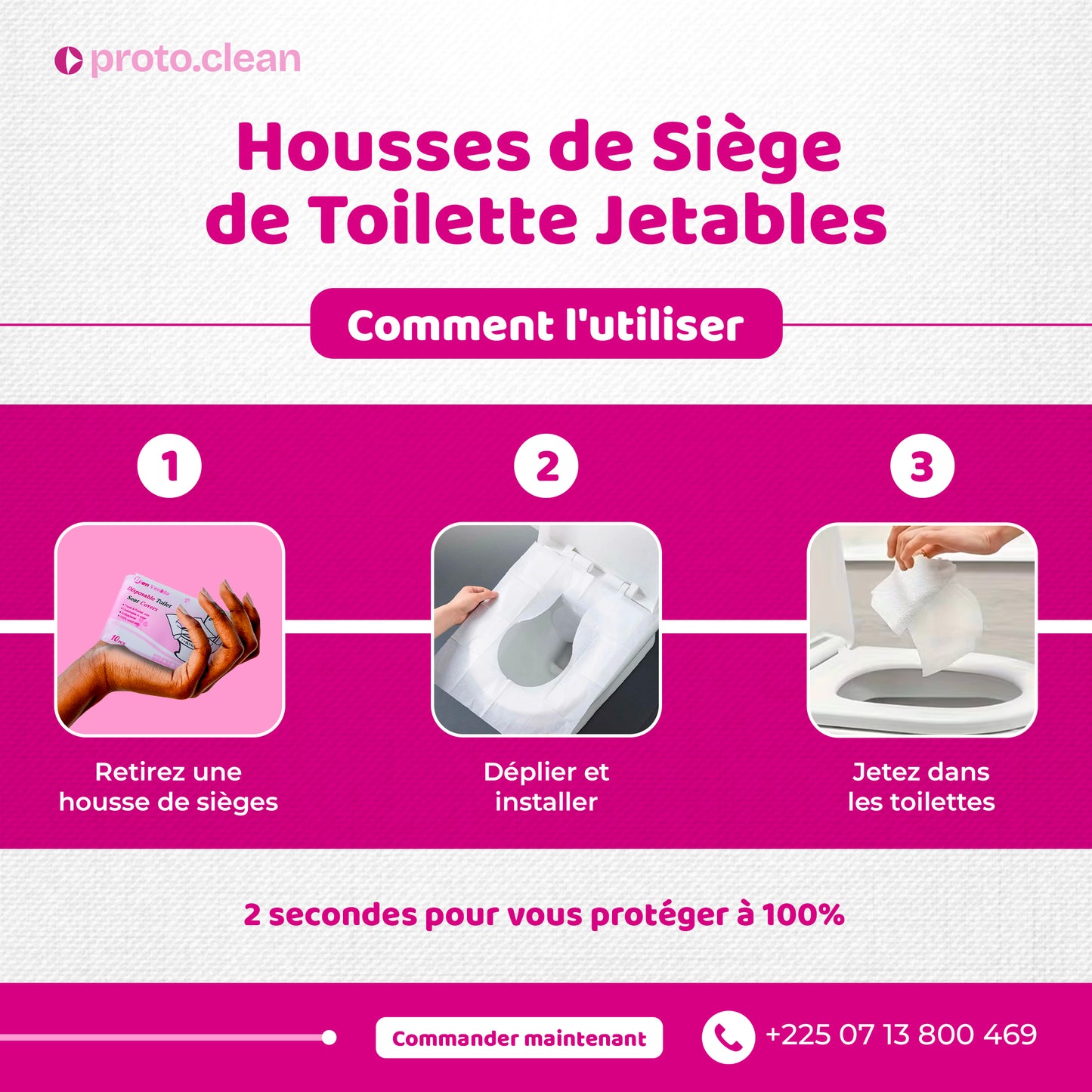 Pack de 10 Housses de Siège de Toilette Jetables en Papier
