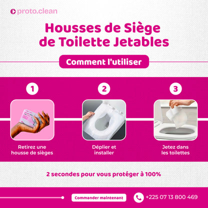 Pack de 10 Housses de Siège de Toilette Jetables en Papier