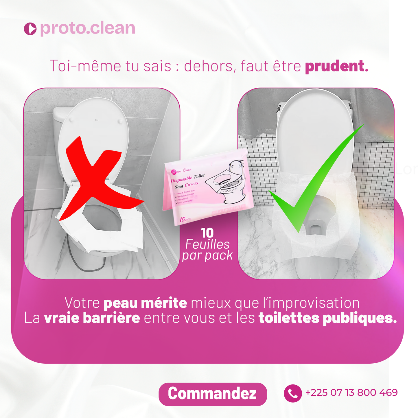 Pack de 10 Housses de Siège de Toilette Jetables en Papier